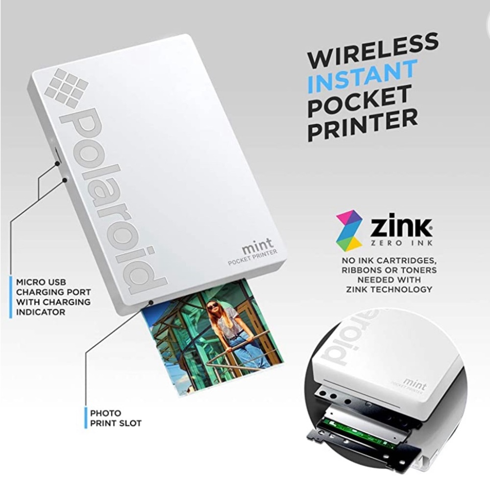 Zink Polaroid Mint Wireless Mobile Photo Mini Printer (White)